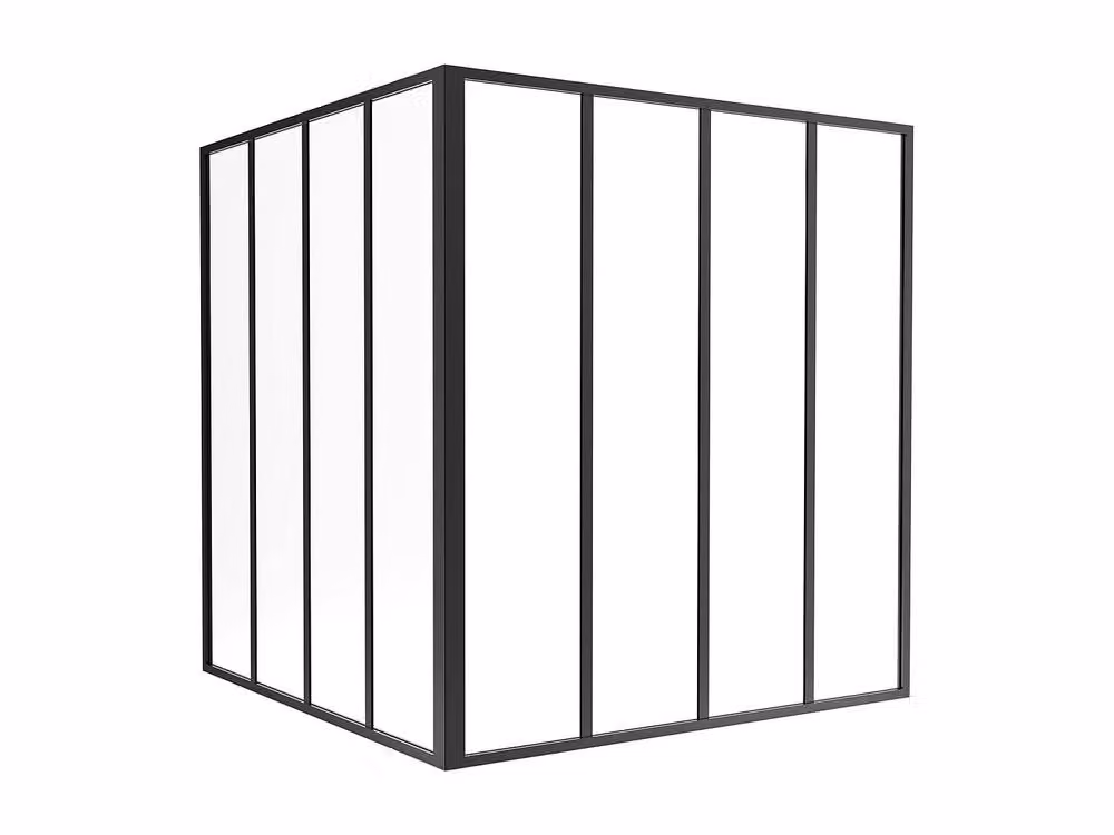 Vente-unique Corner Studio Glass Panelling in Powder-Coated Aluminium, Black, W: 120 cm, D: 120 cm, H: 130 cm – 2