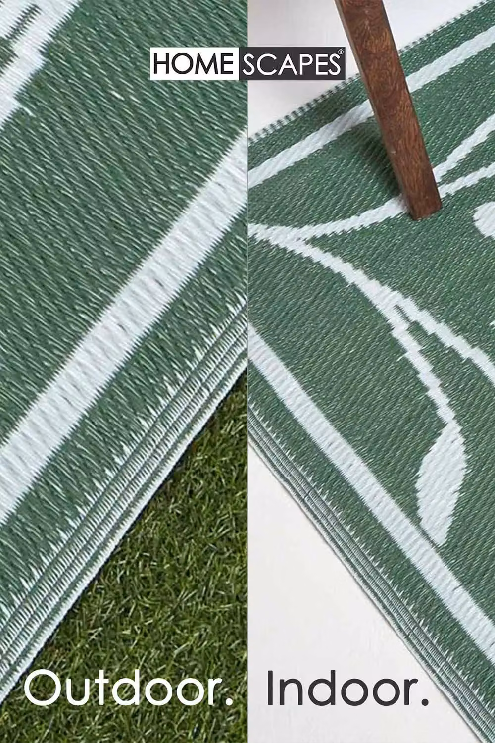 Homescapes Green and White Floral Bee Woven Outdoor Rug, W/D/H: 120 x 180 cm – 4