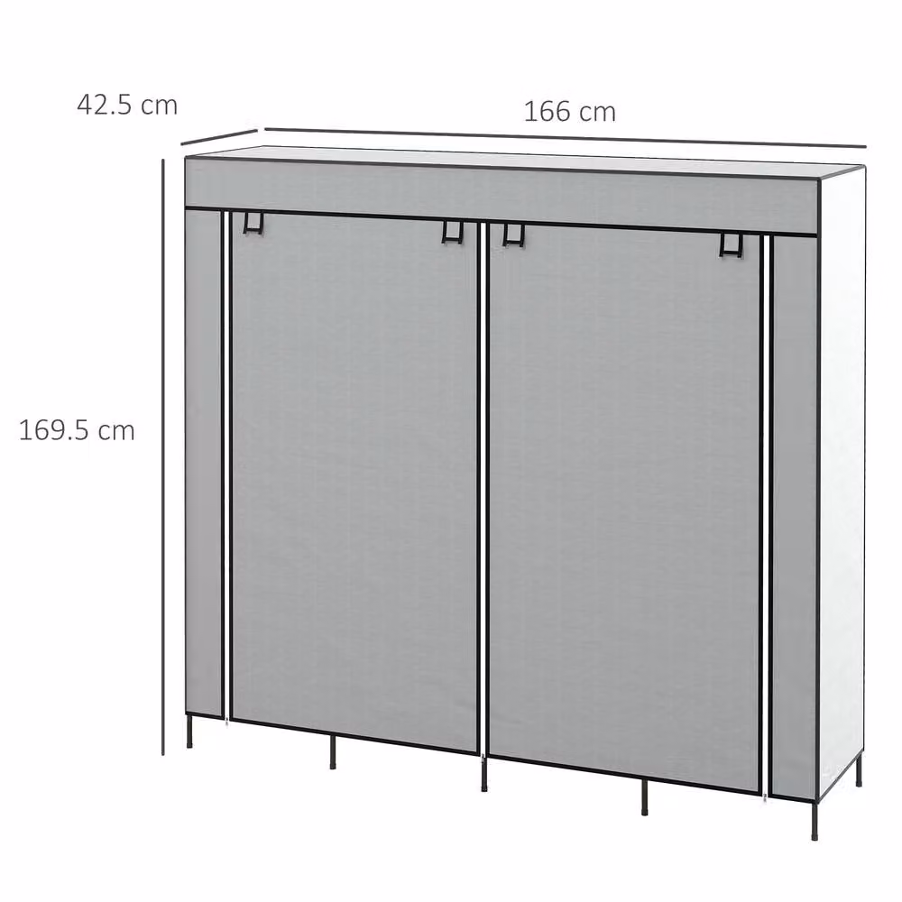 STILVORA Modern Grey Roll Shutter Wardrobe with Internal Drawers and Hanging Rod, H 166.0 cm x W 169.5 cm – 3