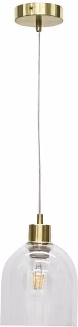 First Choice Lighting Belten Transparent Glass Cloche Pendant Light with Gold Brass Fitting