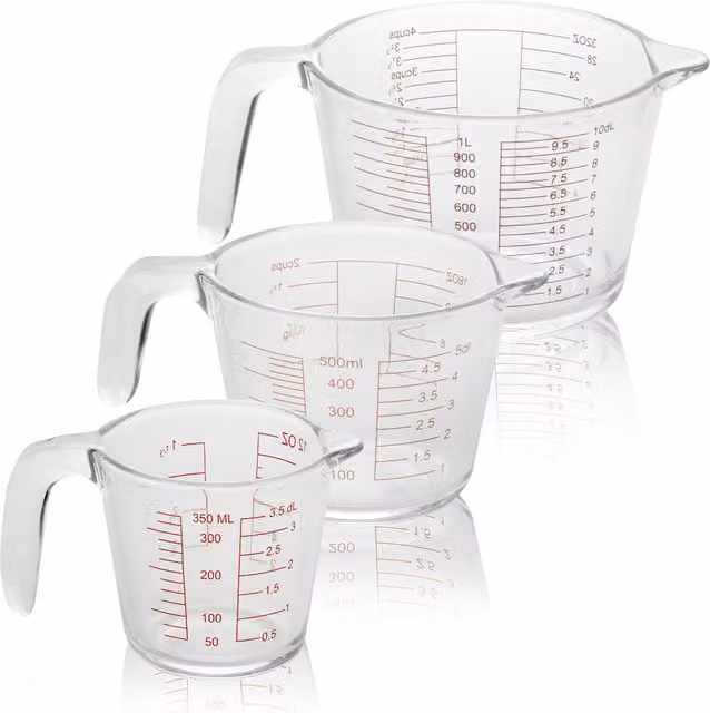 Maison & White Set of 3 Round Glass Measuring Jugs, Transparent