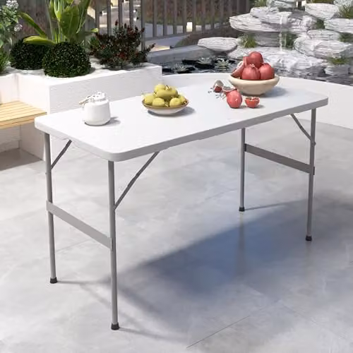 MCC Direct Heavy Duty Folding Table in White, W/D/H: 121.92 x 59.5 x 73.5 cm – 2