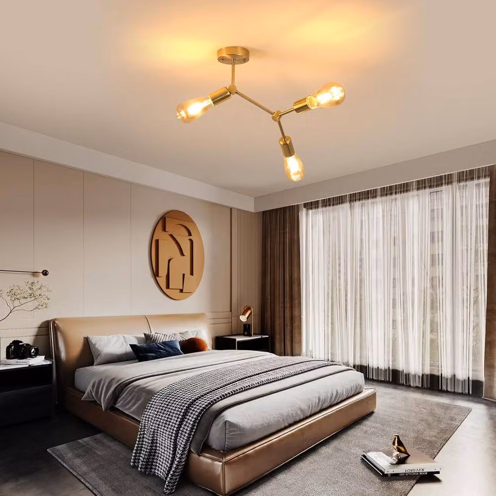 Goeco Sputnik Gold Ceiling Light with 3 Adjustable E27 Sockets – 2