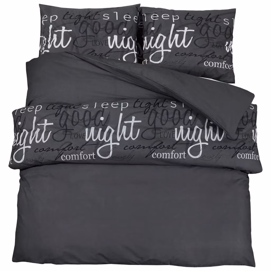 Berkfield Home Cotton Duvet Cover and Pillowcase Set, Black, W: 140 cm, L: 200 cm – 2