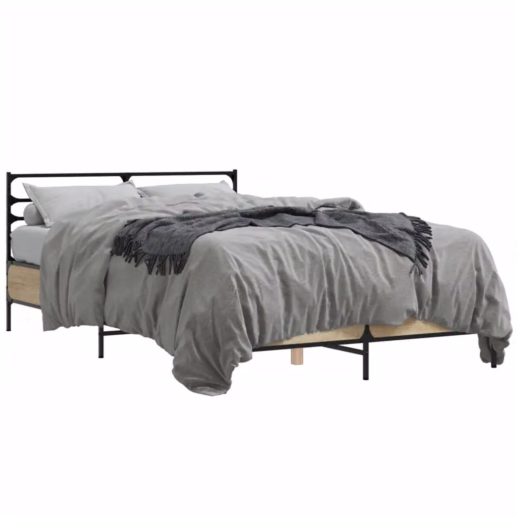 Berkfield Home Sonoma Oak Bed Frame in Brown, W/D/H: 140 x 200 cm – 2