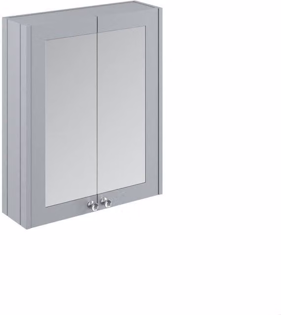 Balterley Wall Mounted Bathroom Cabinet with Soft-Close Mirror Doors and Internal Shelves, Satin Grey, W: 71.5 cm, H: 60.0 cm, D: 18.2 cm