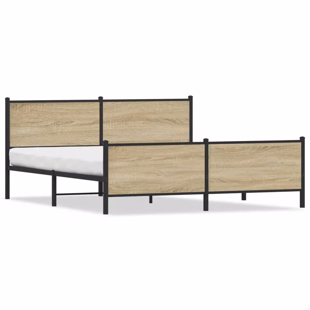 Berkfield Home Metal Bed Frame in Sonoma Oak Brown, 200 x 200 cm – 2