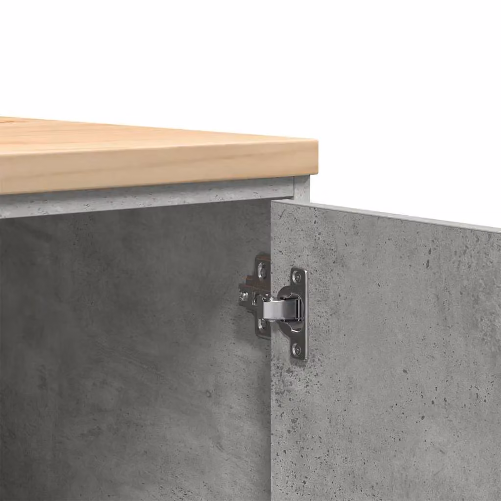 Berkfield Home Freestanding Garage Storage Cabinet in Concrete Grey, Solid Pine Wood with Hinged Doors, W/D/H: 60 x 51 x 85 cm – 2