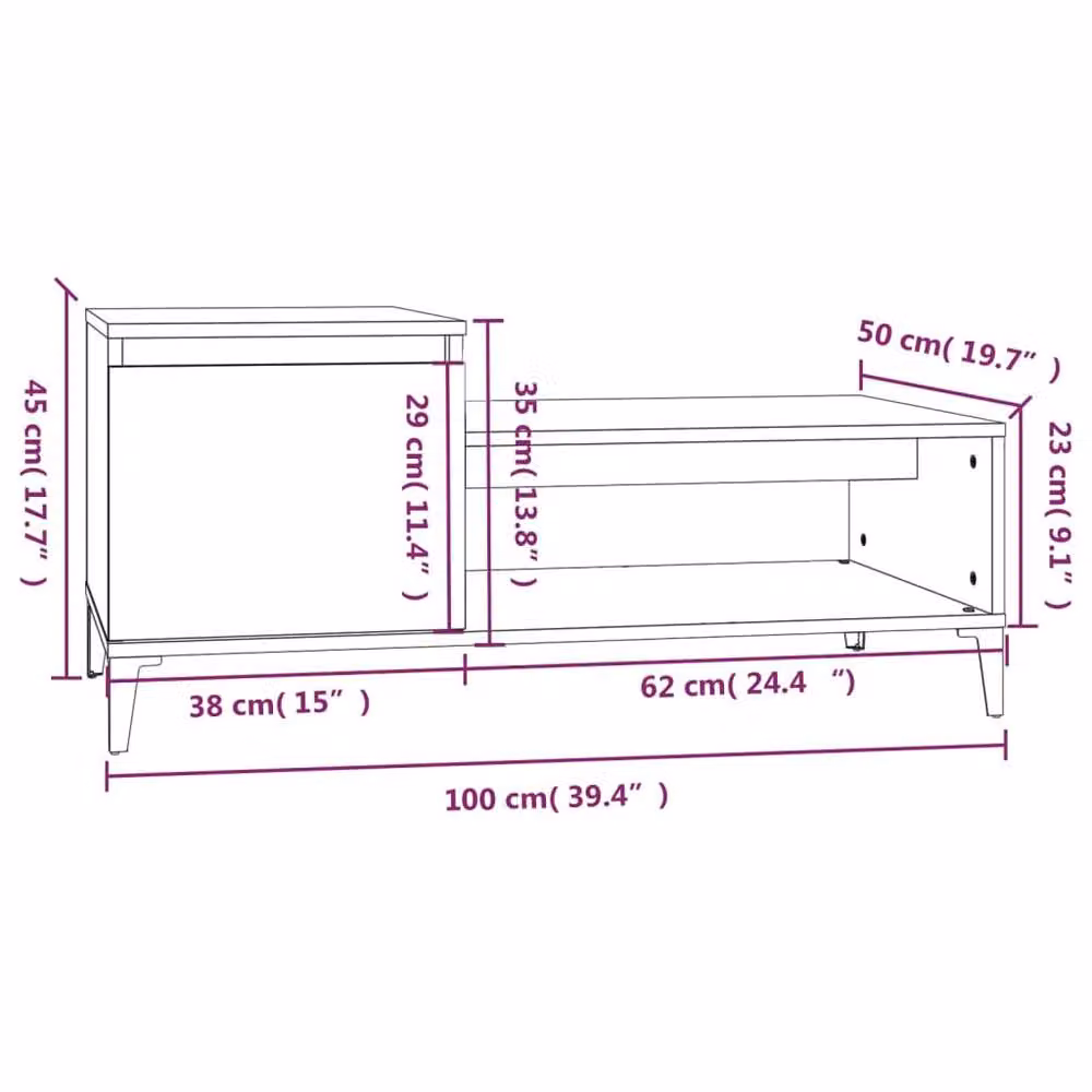 Berkfield Home Modern Black Decorative Coffee Table, W/D/H: 100 x 50 x 45 cm – 4