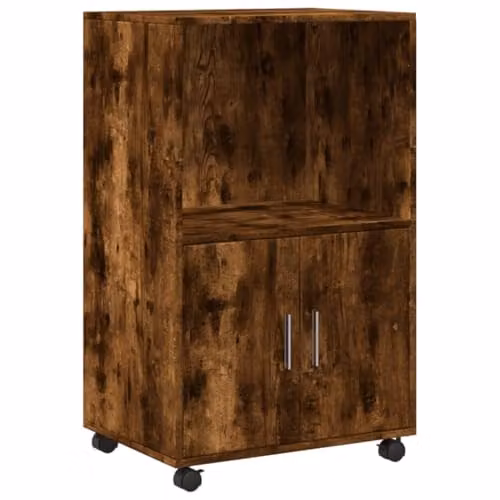 vidaXL Rolling Cabinet in Brown Smoked Oak, W/D/H: 55 x 40 x 91 cm – 1