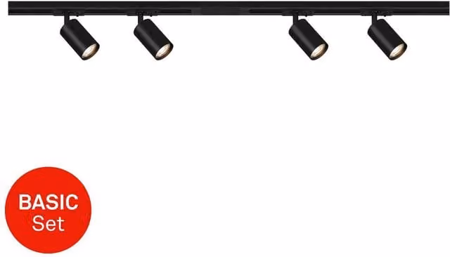Briloner Black LED Rail System Starter Set with 4xGU10 Sockets (Max 9W) – 1