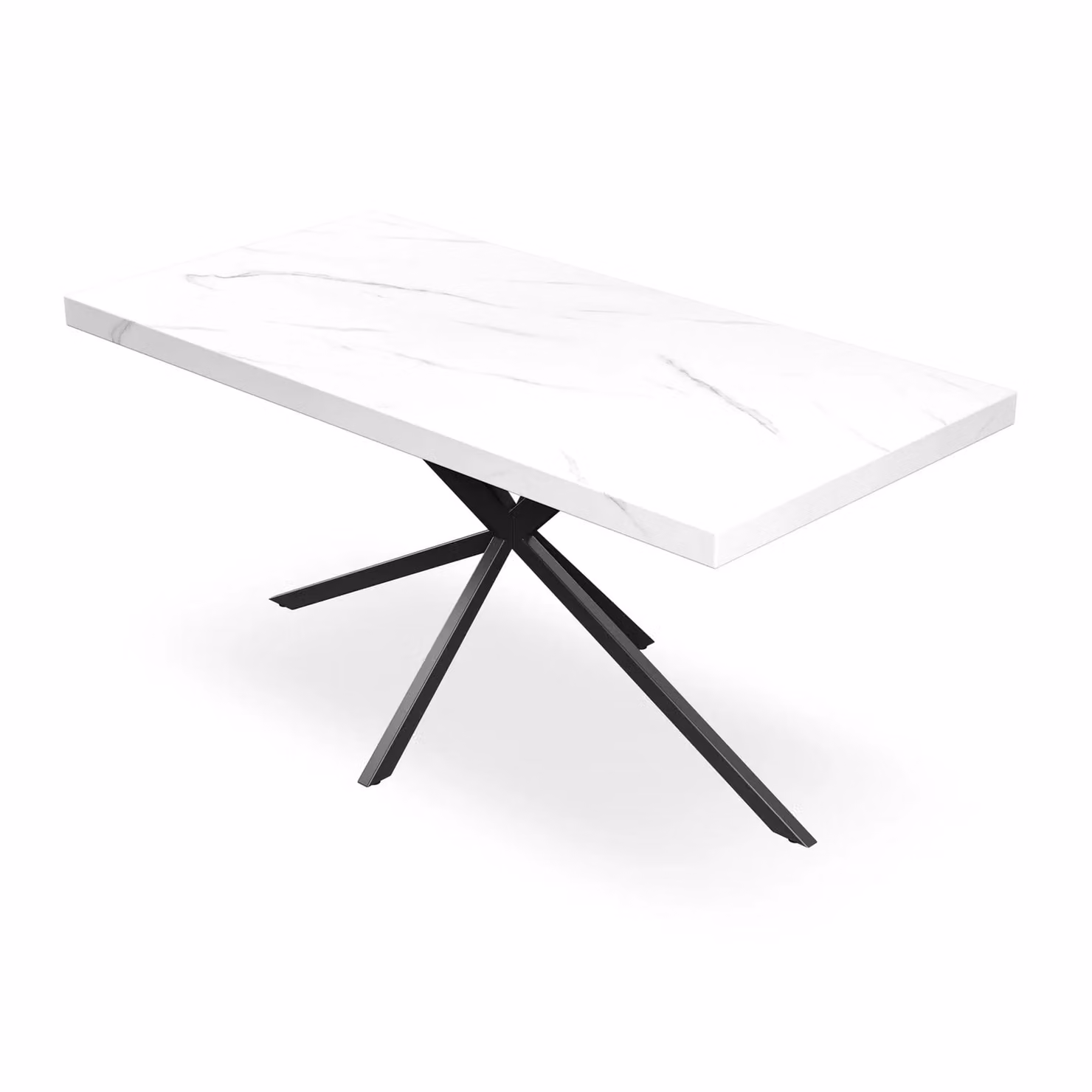 More4Homes Donni Dining Table and 4 Monza Linen Dining Chairs Set, White Marble Effect Table Top with Black Legs and Grey Chairs, W/D/H: 160 x 80 x 76 cm – 2