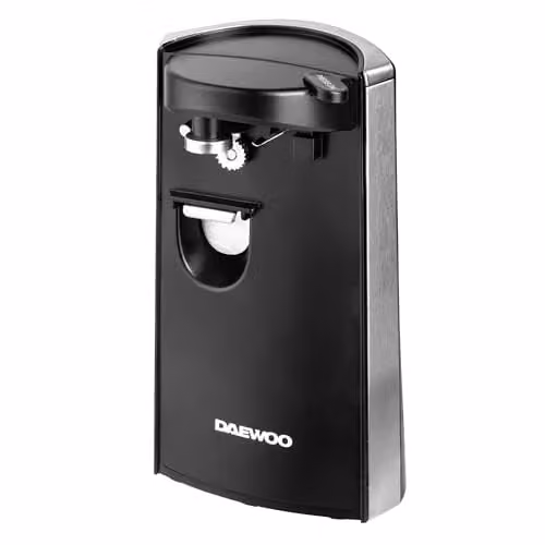 Daewoo SDA2313 Multifunction Electric Tin Can Opener, Knife Sharpener and Bottle Opener in Black and Silver