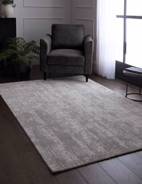 Asiatic Kuza Abstract Woven Rectangular Rug in Grey