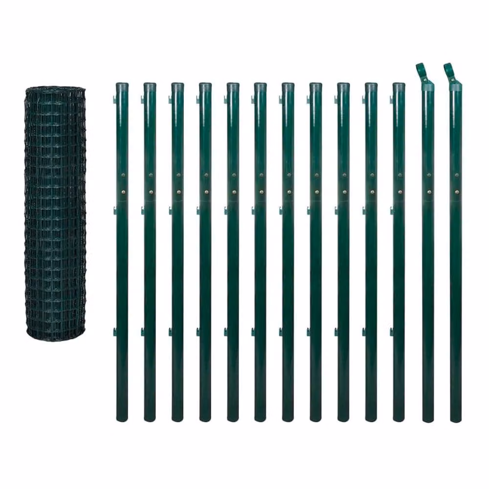Berkfield Home Sturdy Euro Fence Steel PVC Coated Green 25 x 1.7 m – 3