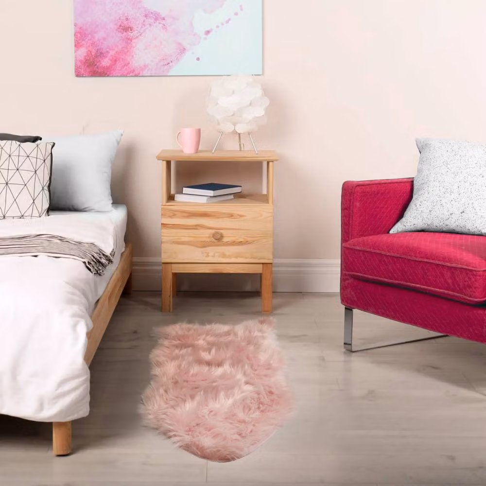 New Edge Blinds Pink Faux Fur Luxury Rug, W: 80 cm, D: 50 cm – 2