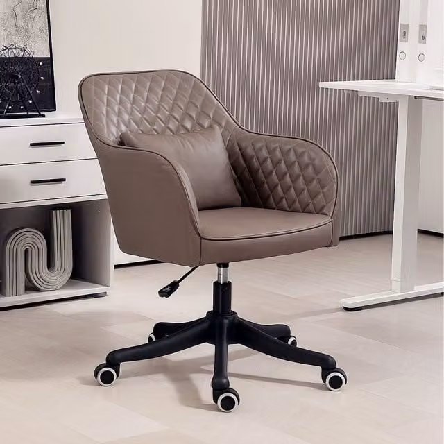 Vinsetto Brown PU Leather Modern Executive Office Chair with Armrests and Castors