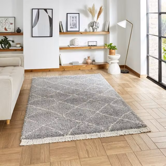Terrys Boho 5413 Moroccan Shaggy Rectangular Rug in Grey