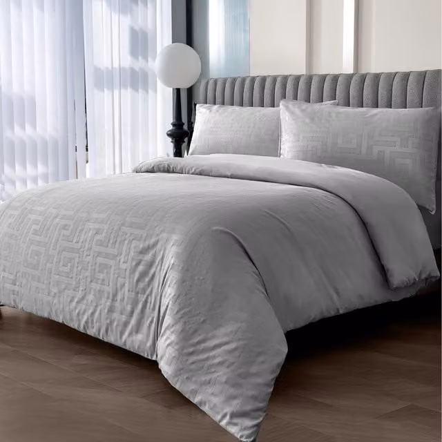 Velosso Grey Microfibre Graphic Patterned Duvet Cover, 140 x 200 cm