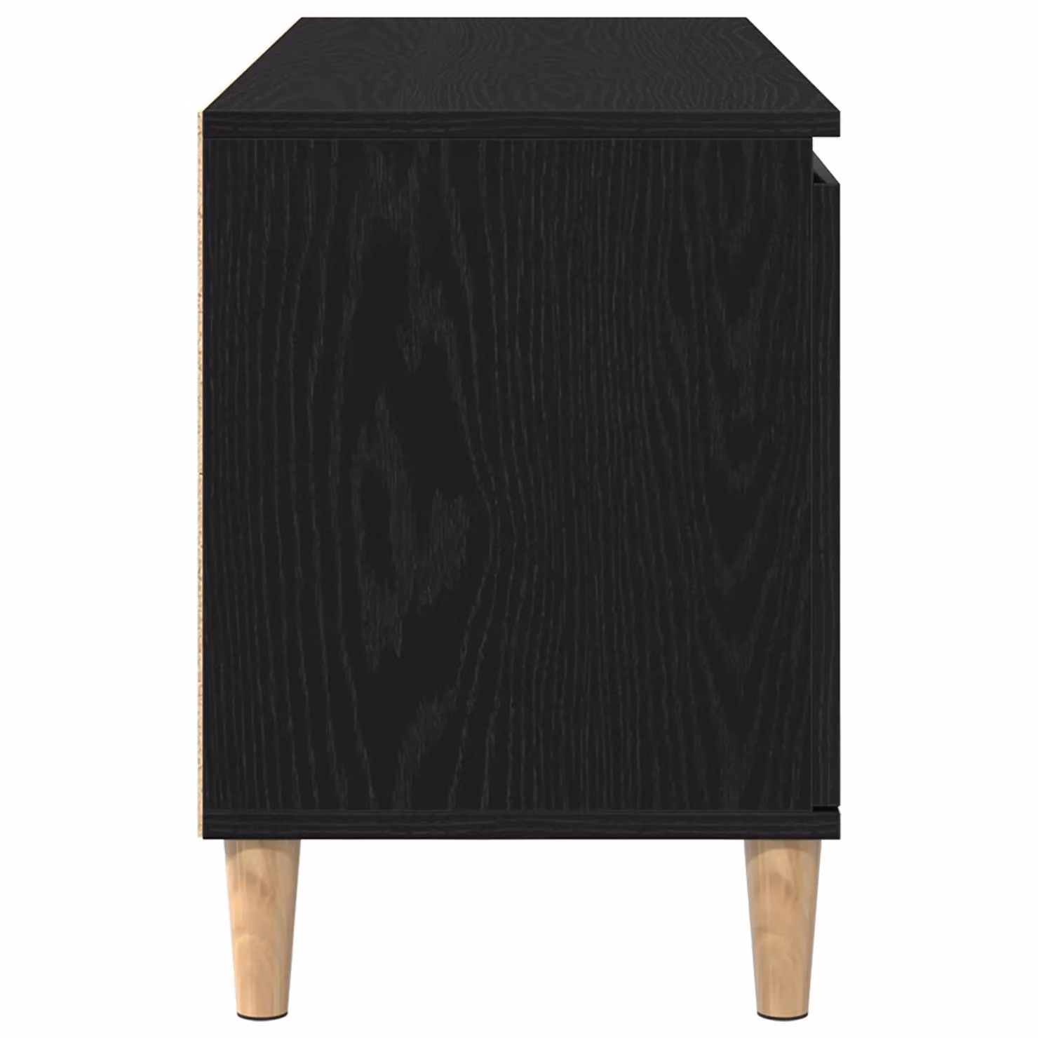 Berkfield Home Modern Black Oak TV Cabinet with Wooden Legs W/D/H: 102 x 35 x 50 cm – 4