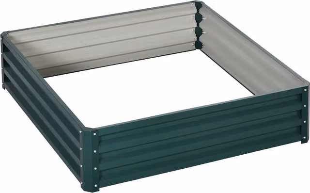 Outsunny Metal Raised Garden Bed for Vegetables and Flowers, Green, W/D/H: 120 x 120 x 30 cm – 8