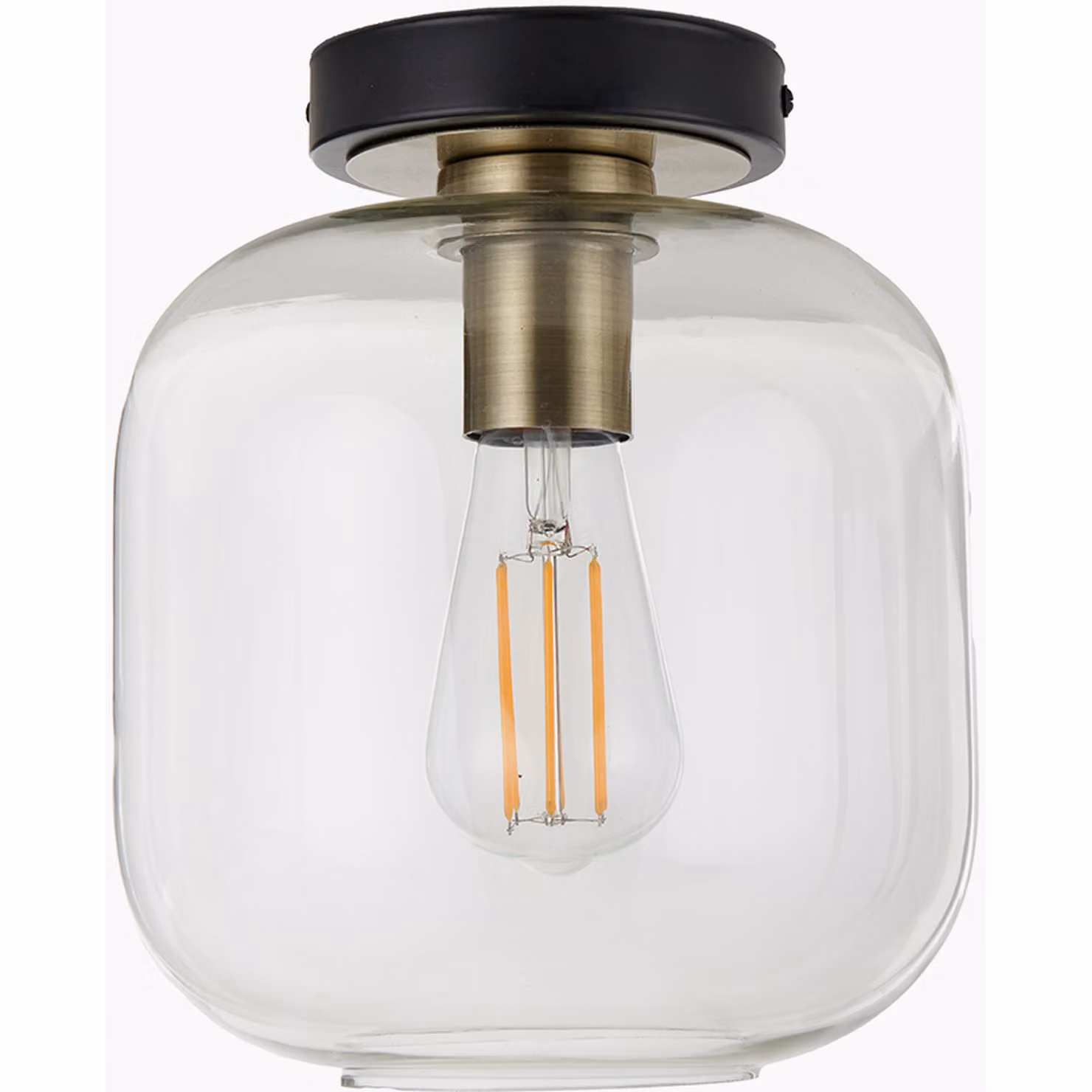 Pacific Lifestyle Industrial Glass Dome Flush Ceiling Light in Black and Transparent – 2