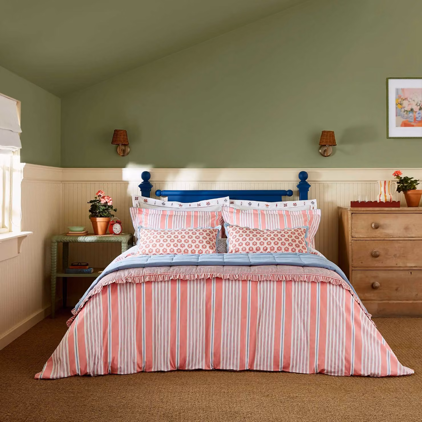 Joules Siesta Stripe Red Reversible Cotton Percale Super Kingsize Duvet Cover and Pillowcase Set, W: 200 x D: 200 cm – 2