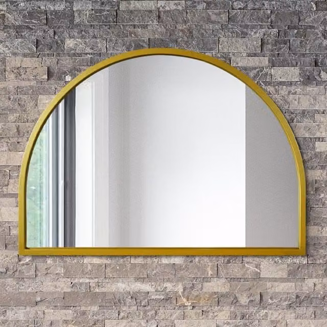 MirrorOutlet Arcus Modern Gold Metal Framed Arched Wall Mirror