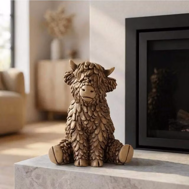 Lesser & Pavey Hughie Highland Cow Tabletop Decor Figurine, Brown and Multicolour – 5
