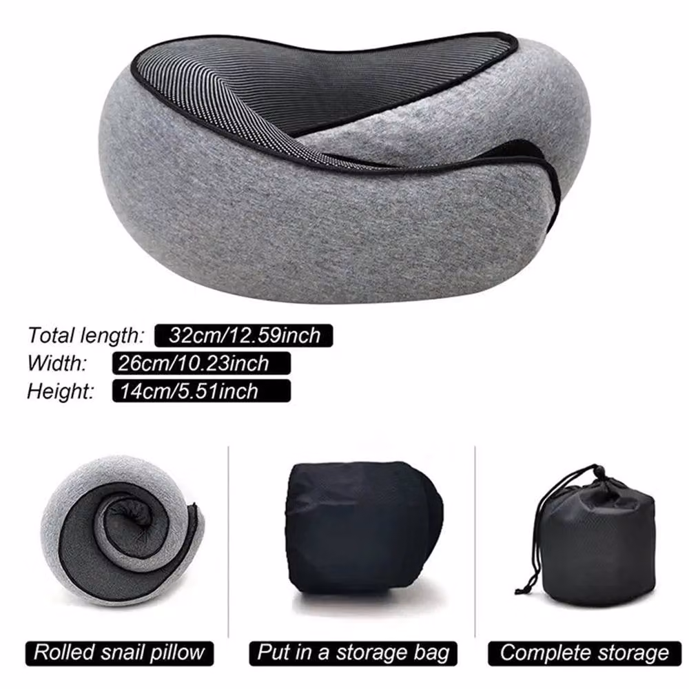 Nordara Dark Grey U-Shaped Memory Foam Travel Pillow for Adults – 4