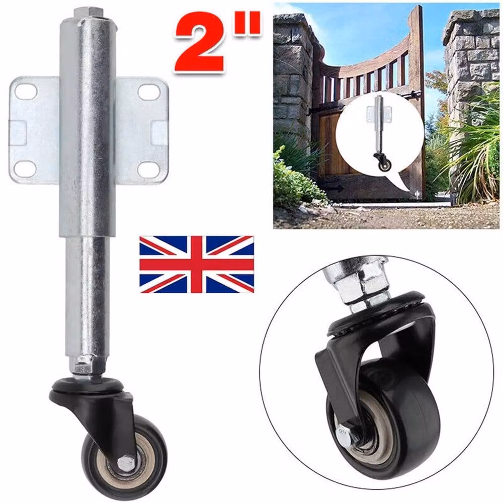 VOGREX Heavy Duty 2in Silver Spring Loaded Swivel Gate Wheel with 50kg Capacity and Polyurethane Caster – 2