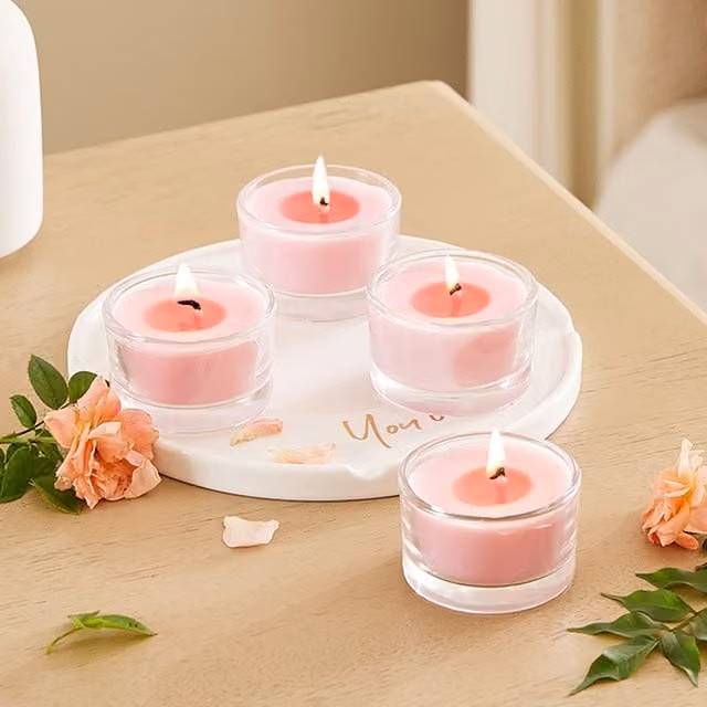 Livingandhome 6 Pack Eco-Friendly Scented Candle Set in Blossom Pink