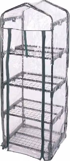 Idooka 4 Tier Portable PVC Plastic Greenhouse Cold Frame in Green and Transparent