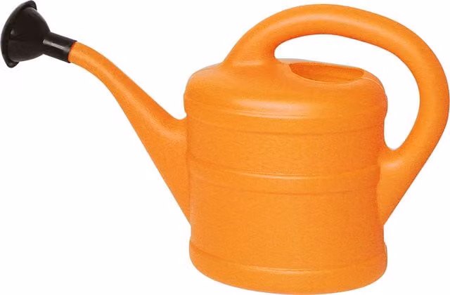 Essential Small Plastic Watering Can in Orange and Black