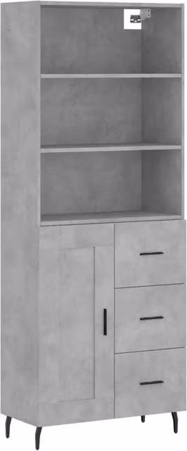 Berkfield Home Highboard in Concrete Grey, W: 69.5 cm, D: 34 cm, H: 180 cm