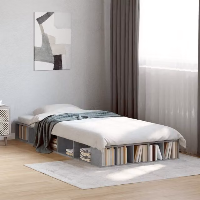 Berkfield Home Small Single Bed Frame in Concrete Grey, W: 75 cm, L: 190 cm – 1