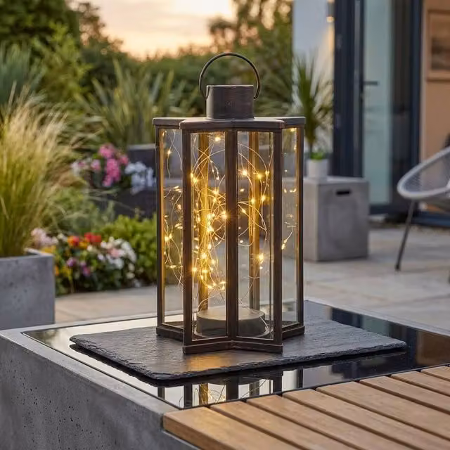 Garden Greatness Bronze Effect Firefly Star Garden Lantern, W/D/H: 15.2 x 16.0 x 32.5 cm