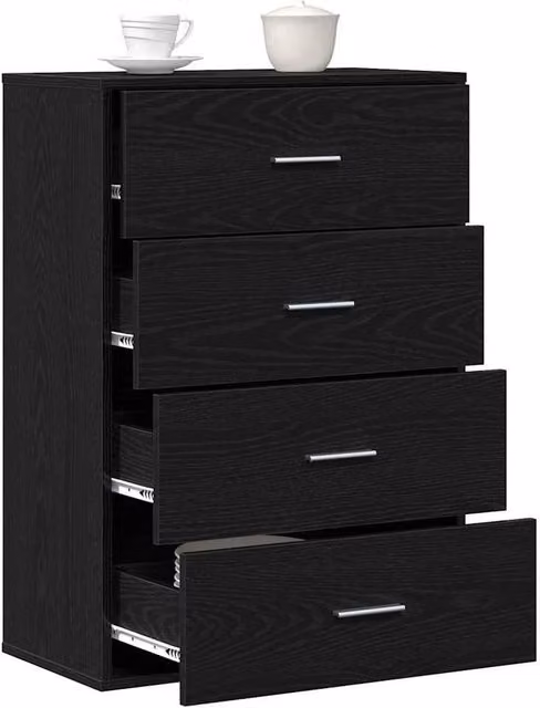 Berkfield Home Modern Sideboard with Drawer in Black Oak, W: 60 cm, D: 31 cm, H: 84 cm – 1