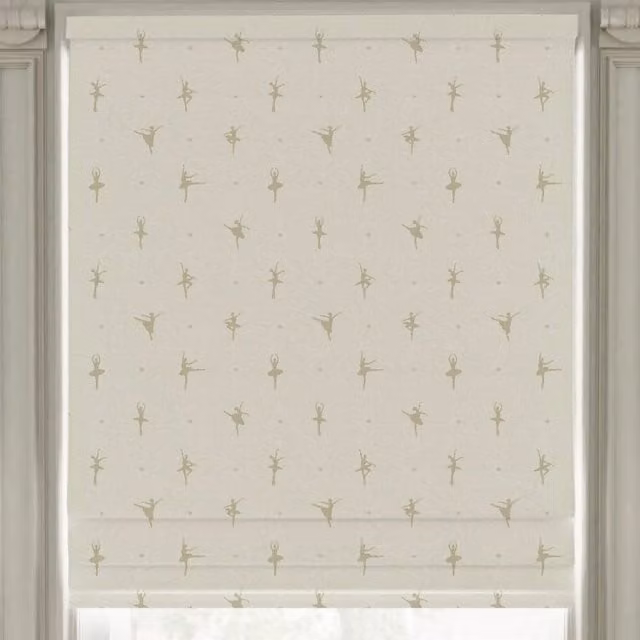 ANTE DECOR Ballerinas Printed Cotton Made To Measure Roman Blind in Cream and Beige