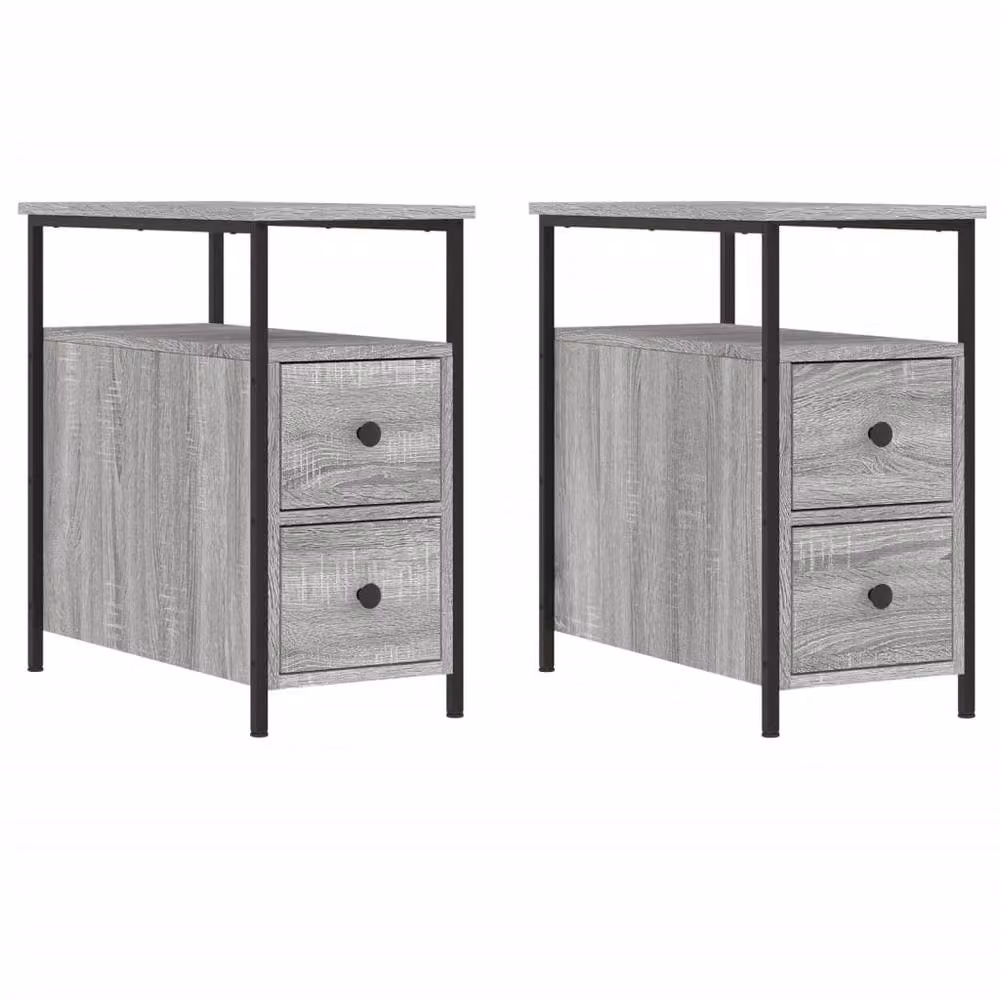 Berkfield Home Set of 2 Durable Bedside Cabinets in Grey Sonoma, W/D/H: 60 x 30 x 60 cm – 3