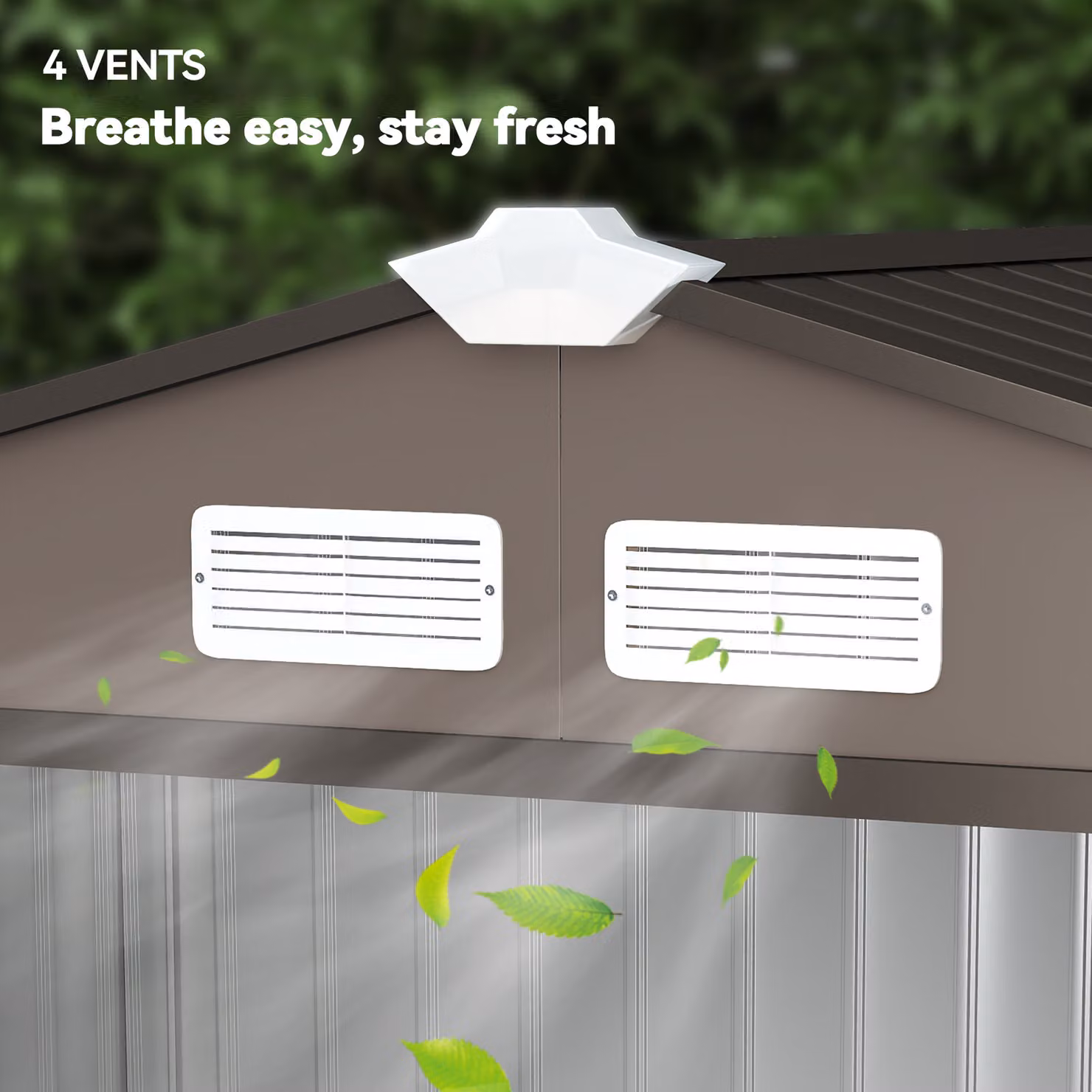 Outsunny Brown Galvanised Steel Pent Garden Storage Shed with Lockable Sliding Door and Side Vents – 8