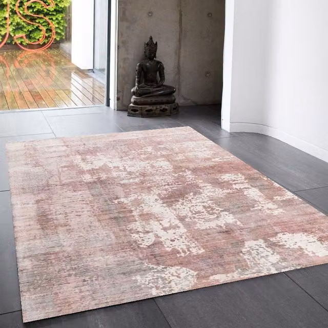 The Rug Shop UK Pink Abstract Viscose Area Rug, W: 240 cm, D: 340 cm