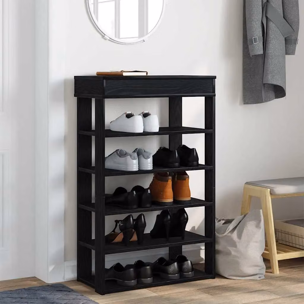 Berkfield Home Black Engineered Wood Shoe Rack, W/D/H: 60 x 30 x 98 cm – 3
