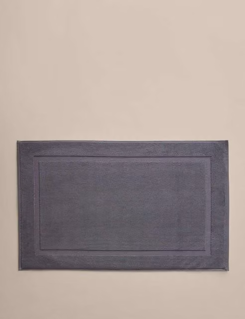 M&S Luxury Egyptian Cotton Non-Slip Rectangular Bath Mat in Grey