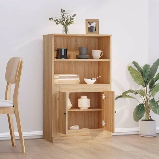 Berkfield Home Sonoma Oak Highboard in Beige, W/D/H: 60 x 35.5 x 103.5 cm