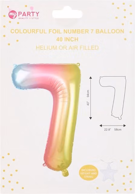 My Party Multicolour Number 7 Foil Balloon for Birthdays and Parties
