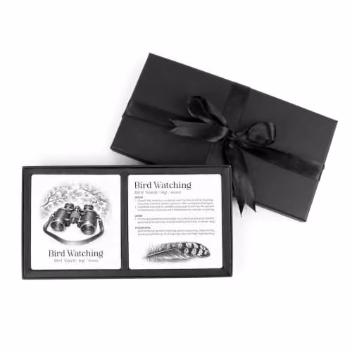 Purely Home Bird Watching Definitions Ceramic Coaster Gift Set in White and Black