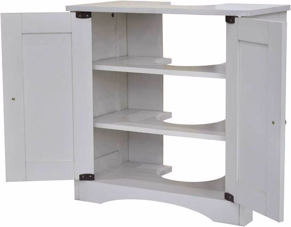 Timber Art Design White Modern Freestanding Bathroom Under Sink Cabinet with 2 Internal Shelves and Hinged Doors – 2