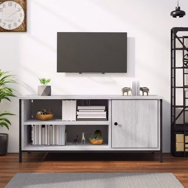 Berkfield Home Grey Sonoma TV Cabinet in Engineered Wood W/D/H: 100 x 40 x 45 cm