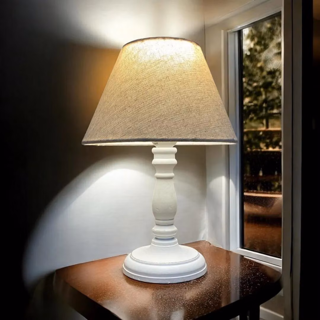 Minster Ceramic Table Lamp with White Fabric Shade, W/D/H: 11 x 11 x 30 cm – 2